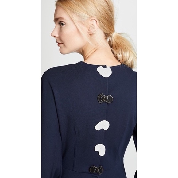 Tibi Navy Sculpted Button Back Stretch Dress SZ 12 - Picture 3 of 12